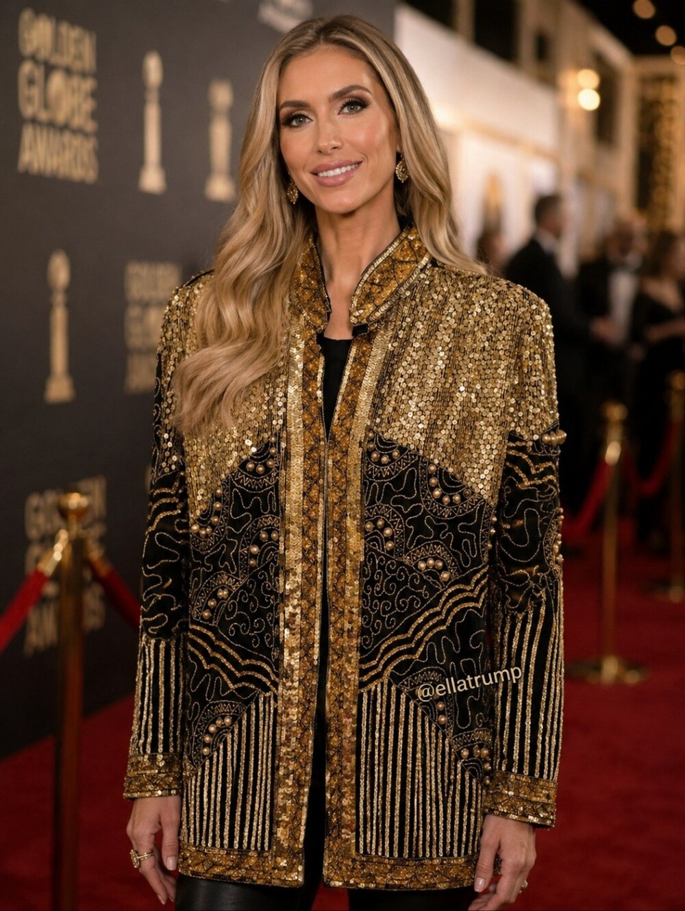 Marshall Rousso Black Gold Sequin New Years Jacket L/XL like new